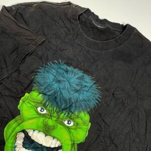 Vintage 2002 Hulk TShirt Graphic Tee Black Mens Marvel Comic Superhero Flaw Fade